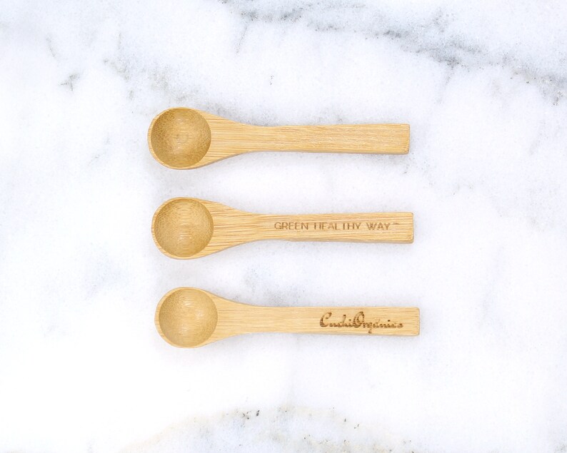 BULK CUSTOM Mini BAMBOO Spoons 3 Inch Round Espresso Spice Etsy