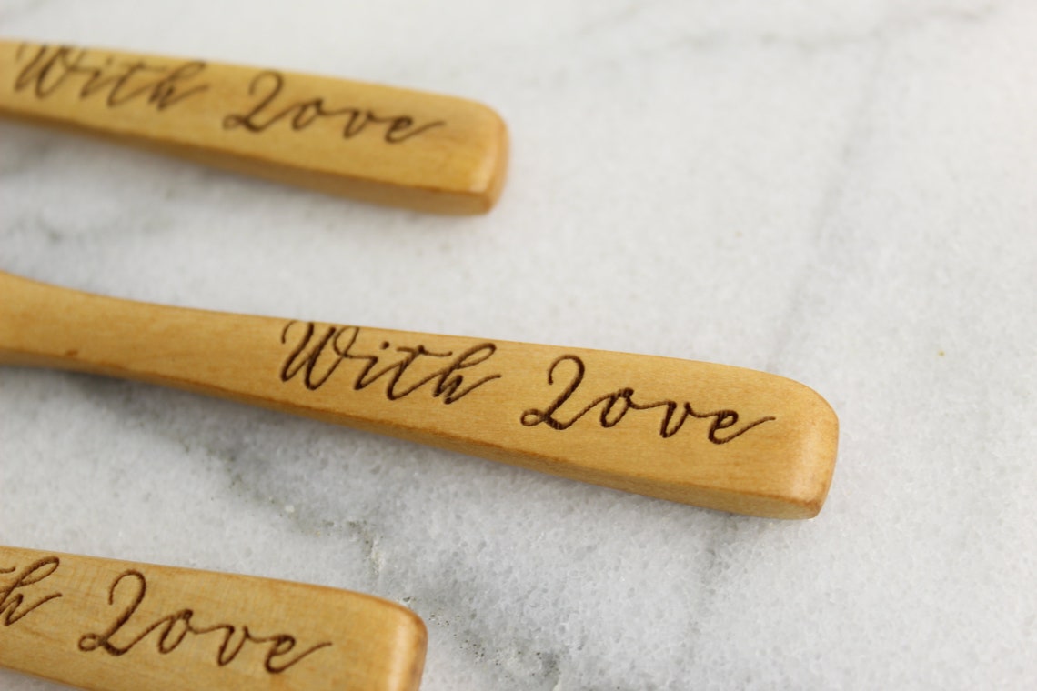 4 Small Wooden Spoons WITH LOVE Engraved 4 Inch Small Wood Etsy