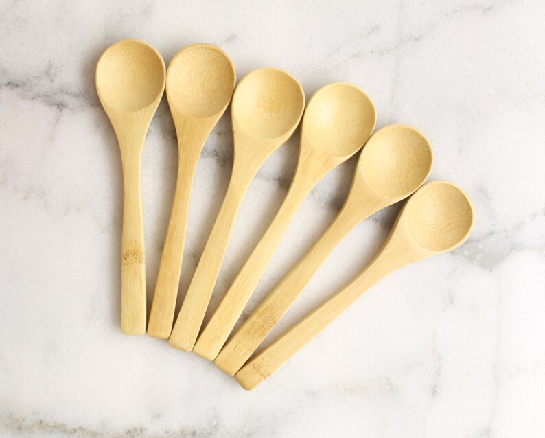 BULK CUSTOM Small BAMBOO Spoons 4 Inch Personalized Small Etsy