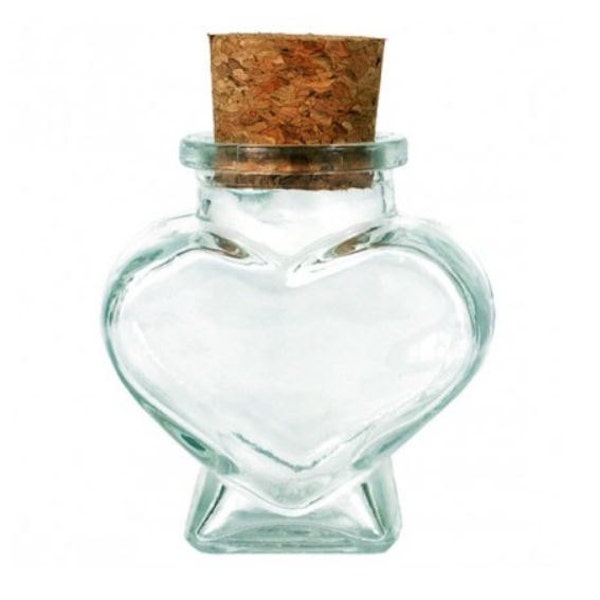 Heart glass jar with cork, 2 oz, 60 ml, small clear glass jar, recycled glass jar, DIY gift, wedding favor, party favor supply