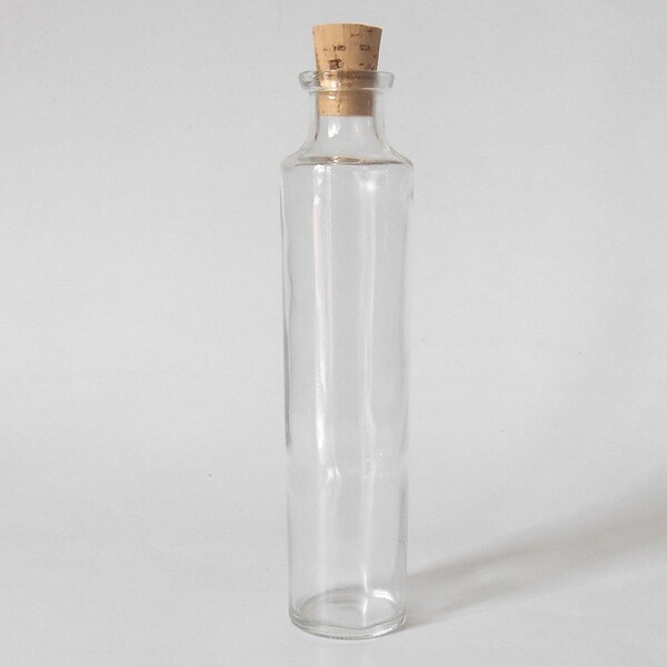 Small conica glass bottles with cork, 4 oz, 120 ml, small round clear vase, olive oil vinegar favor bottle, DIY gift, wedding party bottle