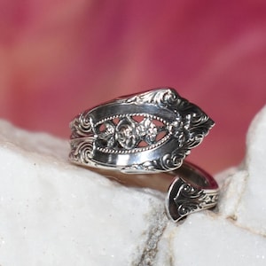 Vintage Wallace Sterling Silver Rose Point 1934 Flatware Spoon Wrap Ring BKB-FLTWRR106