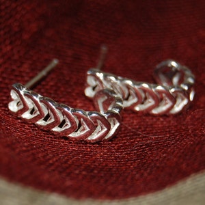 Vintage Small Sterling Silver Stacked Multiple Hearts Half Hoop Cut Out Earrings Perfect for a Wedding #BKC-ERNG06