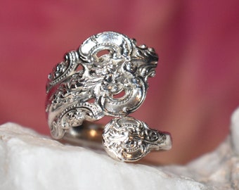 Vintage Wallace Sterling Silver Spoon Ring Grand Baroque