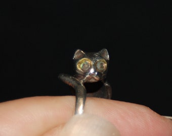 Marcasite Studded Vintage Sterling Silver Big Wild Cat Panther atop a Large Polished Cabochon Onyx Brooch Pin Pendant Combo #BKB-KBRCH306