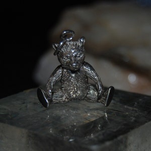 Vintage Fully Articulated Manx Kitty Cat or Teddy Bear Pendant in Sterling #BKC-KCHRM185