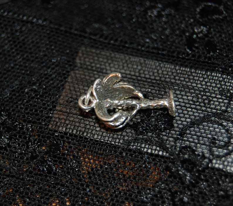 Palm Tree Charm or Pendant in Vintage Sterling #BKC-CHRM85