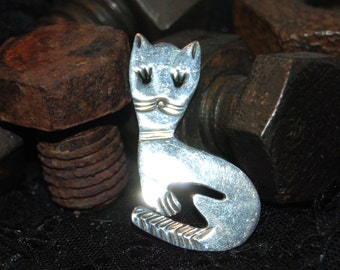 Pretty Kitty Gato broche en Vintage Sterling #BKB-KBRCH86