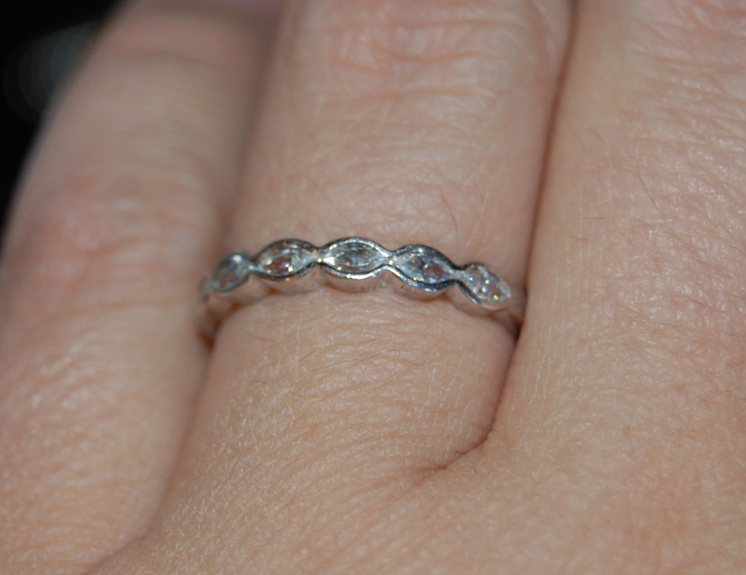 Vintage Stackable Stack Multiple Marquise Bezel Set CZ East
