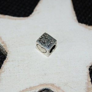 Vintage European Bead Style Block with Cat Face Heart Paw Print Meow #BKC-KCHRM08