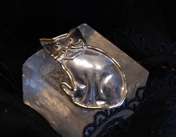 C.D. Sterling Seated Kitty Cat Pendant Necklace B… - image 9