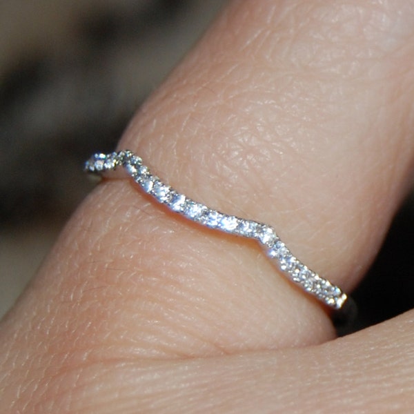 Classic Round Semi Eternity Ring 925 Sterling Clear White CZ Anniversary Stacking Wedding Band Wrap Guard Ring #BKC-RNG80