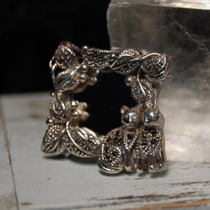 Beaded Filagree kitty katten in de spiegel broche in Vintage Sterling #BKB-KBRCH255
