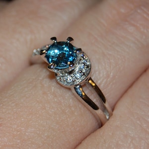 Vintage Blue Topaz or Aquamarine Swirl CZ 925 Sterling Ring #BKC-RNG67