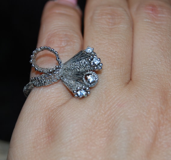 Sterling Silver Vintage Classic Bow and Floral CZ
