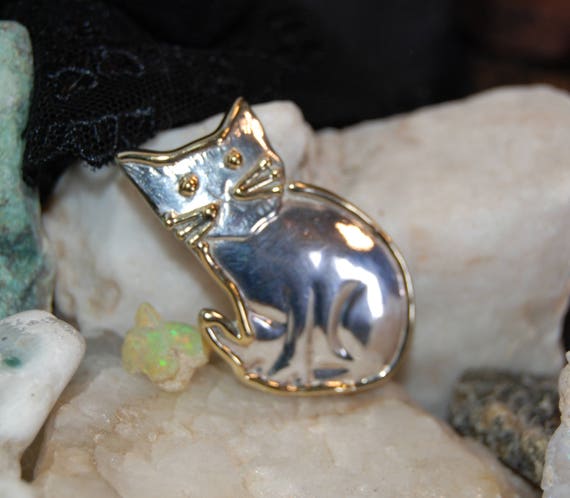 C.D. Sterling Seated Kitty Cat Pendant Necklace B… - image 8