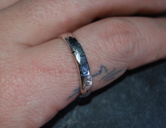 Large Rustic Hammered Organic Vintage Sterling We… - image 2