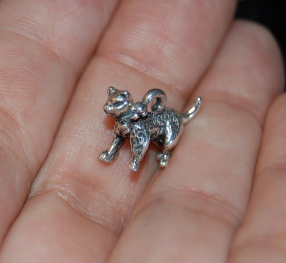 Vintage Walking Cat with Bow Collar Charm or Pend… - image 3