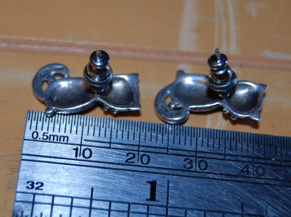 Vintage Marcasite Bellied Kitty Cat Earrings #BKC-KERNG70 View 5