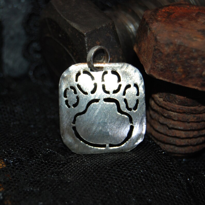 Vintage Die Cut Satin Brushed Finished Paw Print Pendant in Etsy