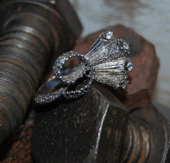 Sterling Silver Vintage Classic Bow and Floral CZ… - image 5