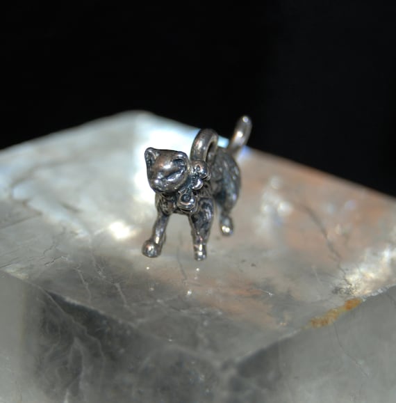 Vintage Walking Cat with Bow Collar Charm or Pend… - image 4