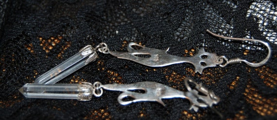 Vintage Crystal and Sterling Cat Earrings #BKC-KE… - image 5