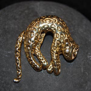 Vintage Gold Big Cat Leopard Articulated Tail Brooch BKB-VNTG09 image 2