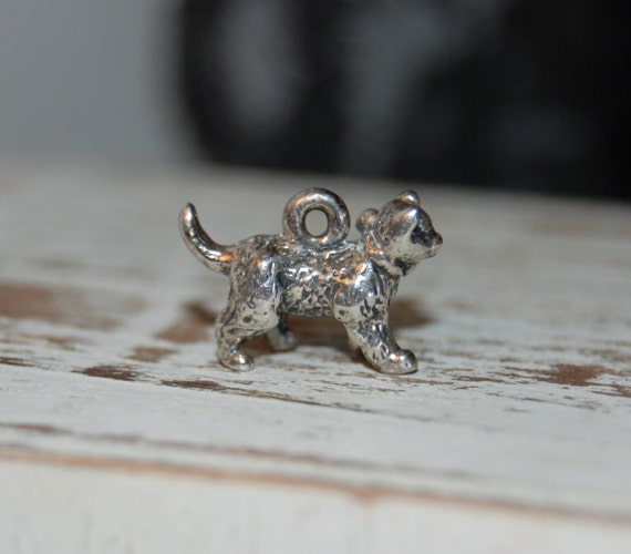 Vintage Walking Cat with Bow Collar Charm or Pend… - image 2
