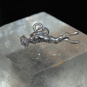 Vintage Sterling Silver Scuba Diver Pendant Charm 925 #BKC-CHRM74