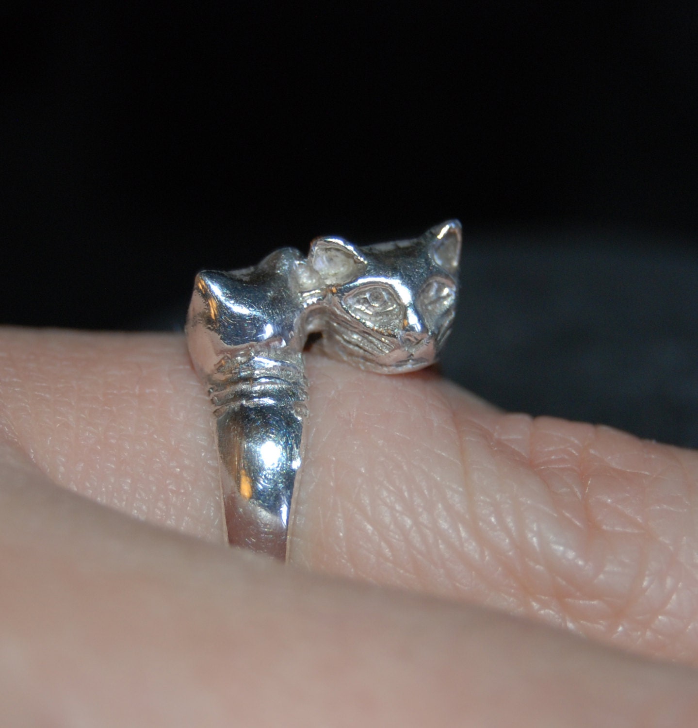 Vintage Sterling Silver Kittys Double Trouble Duo Cats