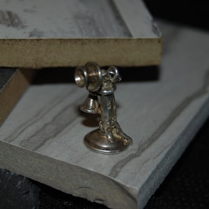 Antique Telephone Pendant in Vintage Sterling #BKC-CHRM07