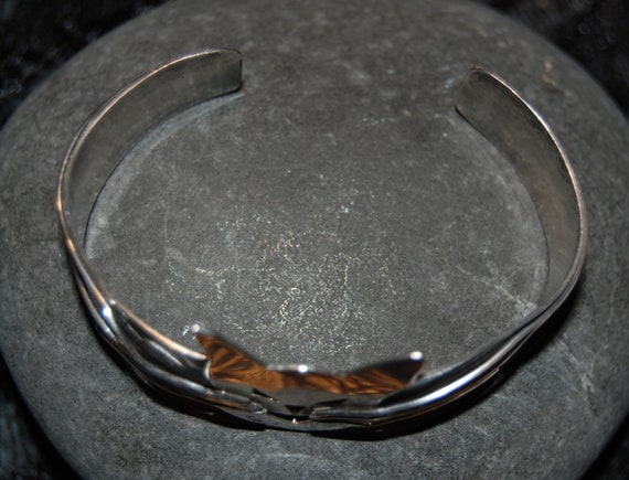 Large Unique Kitty Cat Face and Whisker Bangle Cu… - image 5