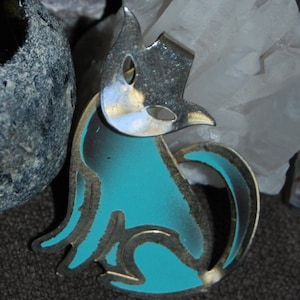 Vintage Sterling Silver Kitty Cat Feline Pin Brooch Turquoise Enamel Yankee Silversmiths James H Hall Design #BKB-KBRCH244