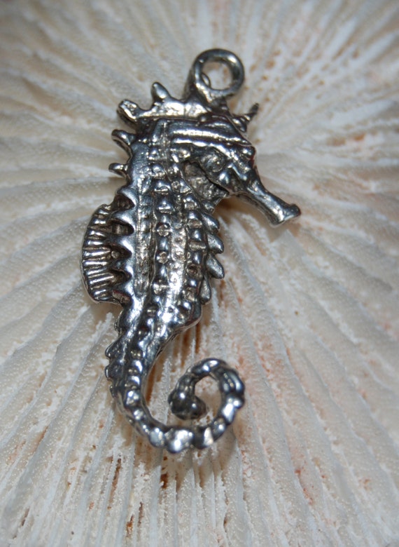 Vintage Sterling Silver Sea Horse Sea Dragon Pend… - image 5