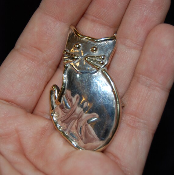 C.D. Sterling Seated Kitty Cat Pendant Necklace B… - image 3
