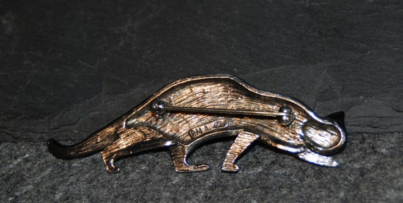 Vintage Silver and Black Enameled Prowling Calico… - image 4