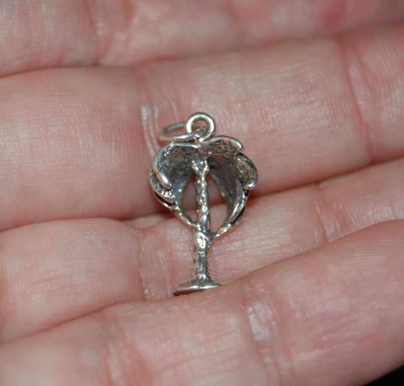 Palm Tree Charm or Pendant in Vintage Sterling #BKC-CHRM85