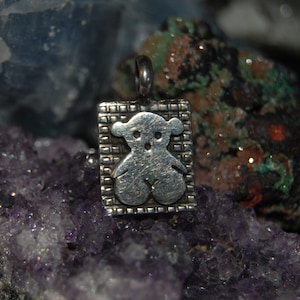 Vintage Teddy Bear Framed Pendant in Sterling #BKC-CHRM19