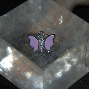 Lilac Pink Enameled Butterfly Pendant in Sterling #BKC-CHRM42