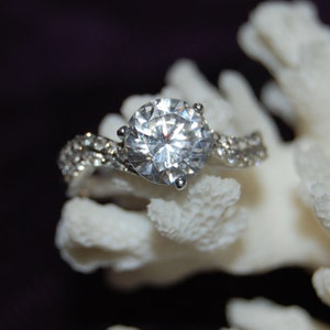 Vintage Round Stone Pave Set Swirled Band CZ Sterling Engagement Wedding Solitaire Ring #BKC-RNG127
