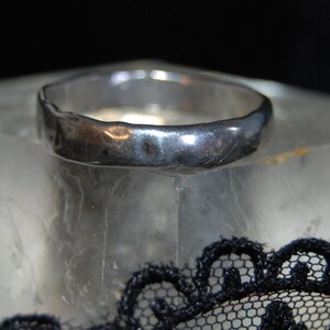 Large Rustic Hammered Organic Vintage Sterling Wedding Band Ring #BKB-RNGNST82