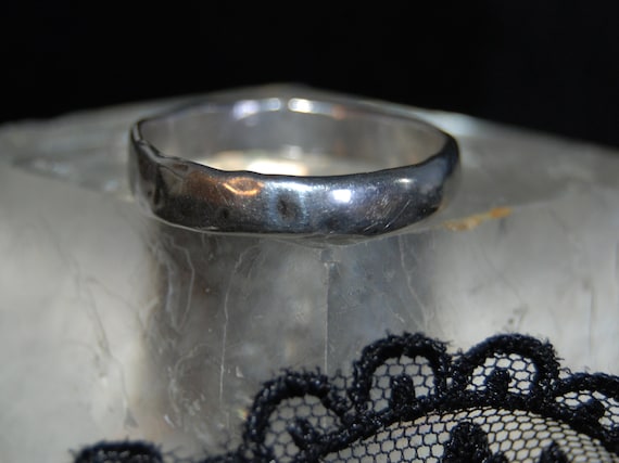 Large Rustic Hammered Organic Vintage Sterling We… - image 1