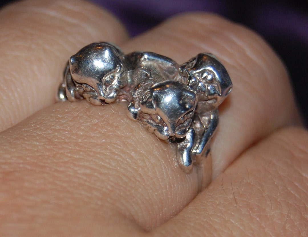 Vintage Trio of Kittens Cat Ring Sterling 925 #BKC-KRNG28 - Etsy