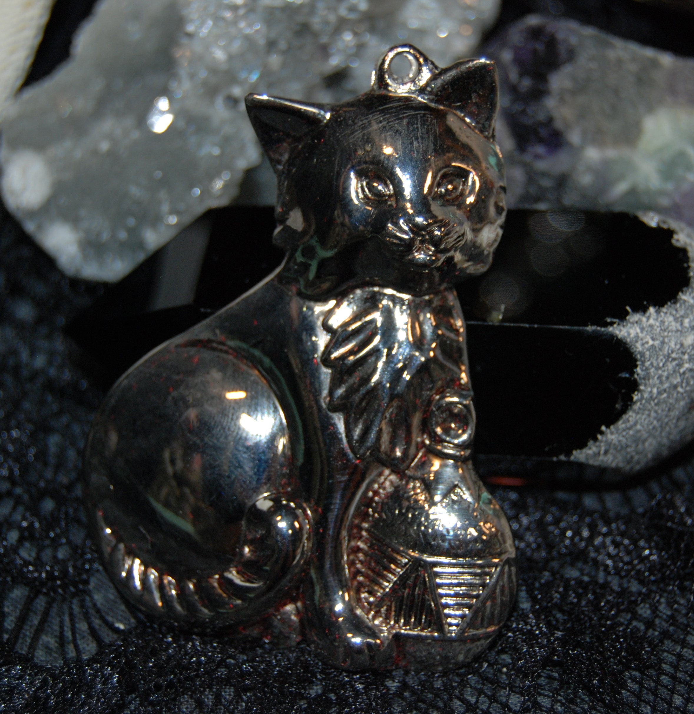 コタツねこ Gorham Vintage Silver Kitty Cat Figurine 2 Sided Ornaments