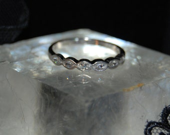 Vintage Stackable Stack Multiple Marquise Bezel Set CZ East West Semi Eternity Ring #BKC-RNG201