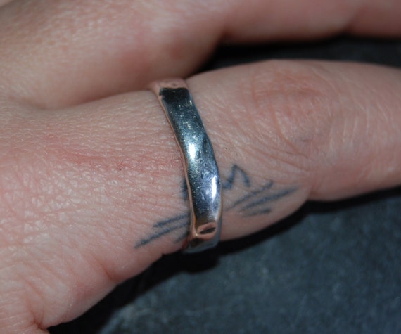 Large Rustic Hammered Organic Vintage Sterling We… - image 3