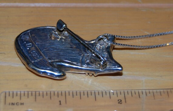 C.D. Sterling Seated Kitty Cat Pendant Necklace B… - image 6