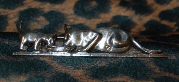 Vintage Sterling Silver Kitty Cat Mama and Baby w… - image 5