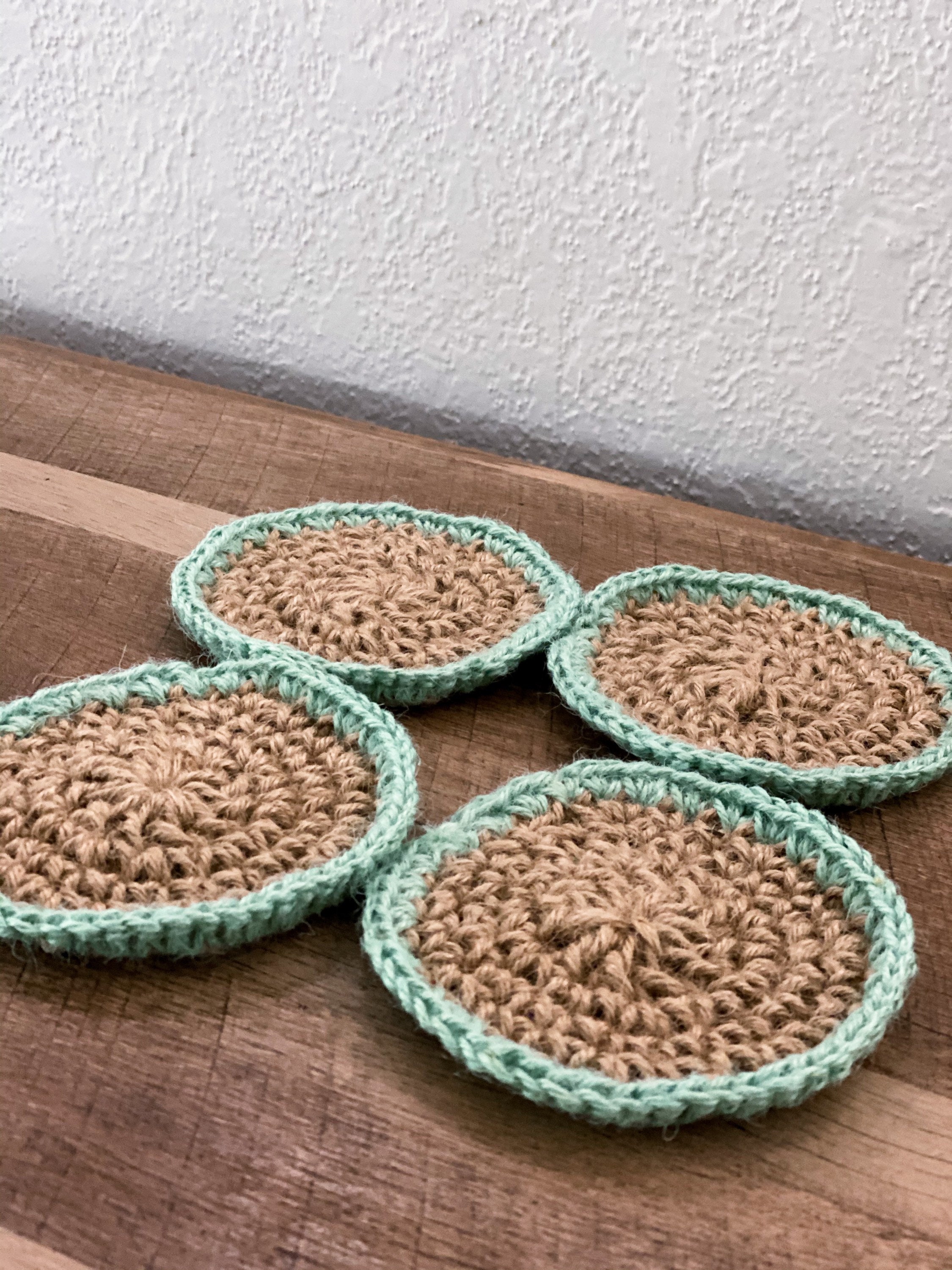 Crochet Jute Coasters Blue Coffee Coasters Natural Coffee Etsy UK